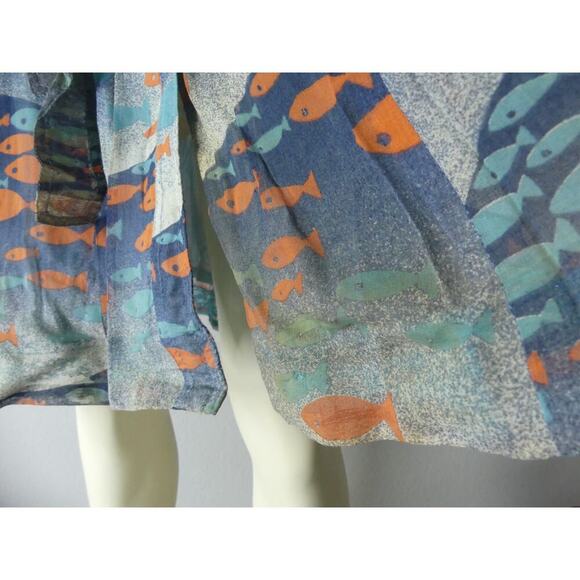 Vtg 1960s Albert Nipon Silk Fish Dress Lattimore Collab Button Front Sz 6 - Picture 5 of 13